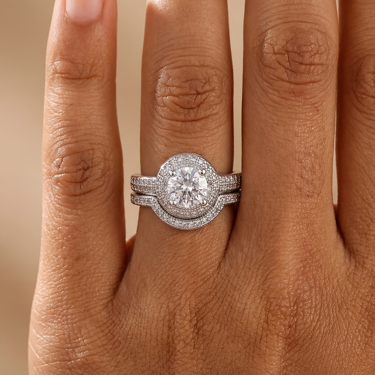 High Sparkle Oval Shape Ring Set, Exquisite Design